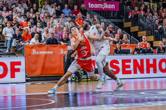 1. Basketball Bundesliga, easyCredit BBL, Saison 2026 2027, Herren, Hauptrunde, 5. Spieltag, 10.10.2026, RASTA Vechta - ratiopharm ulm Dominik Dolic ( 8 - RASTA Vechta) in Aktion Vechta RASTA Dome Niedersachsen Deutschland