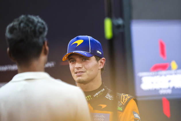 October 10, 2026, Singapore, Kaohsiung City, Singapore: LANDO NORRIS of McLaren Mastercard F1 Team speaks to the media during a post-qualifying interview after securing fifth place in qualifying for the 2026 Formula 1 Singapore Grand Prix at Marina Bay Street Circuit in Singapore. Singapore Singapore - ZUMAh201 20261010_zsp_h201_077 Copyright: xYichinxHoux
