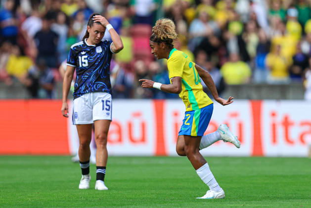 RECORD DATE NOT STATED 10th October 2026; Beira-Rio Stadium, Porto Alegre, Brazil; Friendlies Women Football, Brazil versus Argentina; Luany Rosa of Brazil celebrates his goal in the 26th minute to go up 1-0 MaxxPeixoto