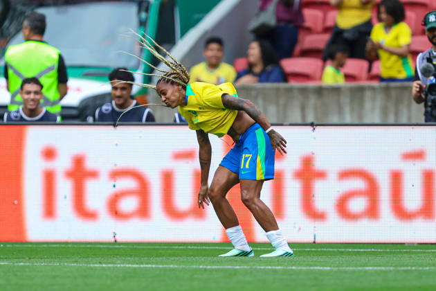 RECORD DATE NOT STATED 10th October 2026; Beira-Rio Stadium, Porto Alegre, Brazil; Friendlies Women Football, Brazil versus Argentina; Geyse Ferreira of Brazil celebrates his goal in the 38th minute to go up 2-0 MaxxPeixoto