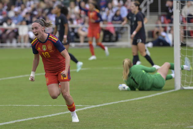 Eva Navarro of Spain celebrates a goal during a friendly match between the USA and Spain women s national teams at Audi Field in Washington, USA, 10 October 2026. Women s Friendly Match: United States vs Spain !ACHTUNG: NUR REDAKTIONELLE NUTZUNG!  Copyright: xLENINxNOLLYx AME4920 20261010-55021649498_1