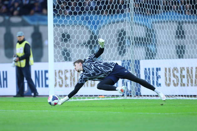 FC Zürich gegen FC Thun Brack Super League 10. Oktober 2026 Silas Huber (1, FC Zürich) beim Warm-up, Fussball, Brack Super League, FC Zürich gegen FC Thun, 10. Oktober 2026, Stadion Letzigrund, Zürich, Schweiz. Zürich Stadion Letzigrund Zürich Schweiz