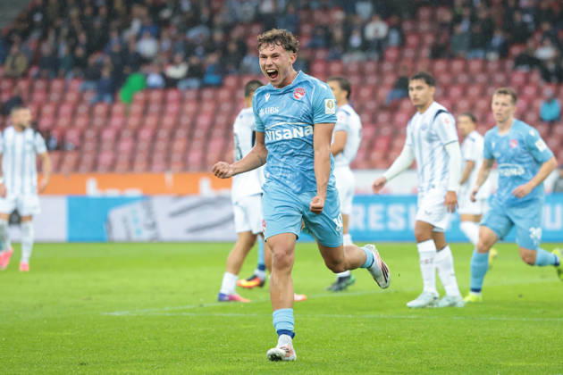 10.10.2026 Zuerich, SCHWEIZ, Stadion Letzigrund Zuerich, Herren Fussball Super League FC Zuerich - FC Thun Torjubel Simon Lengen (FC Thun)