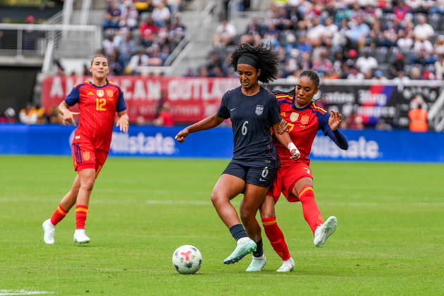 USA v Spain - Women s International Friendly, Länderspiel, Nationalmannschaft WASHINGTON D.C., UNITED STATES - OCTOBER 10: Lily Yohannes (6) of USA in action during Women s International Friendly football match between USA and Spain at Audi Field Stadium in Washington D.C., United States on October 10, 2026. Hasan Akbas Anadolu District of Columbia United States. Editorial use only. Please get in touch for any other usage.  Copyright: x2026xAnadoluxHasanxAkbasx