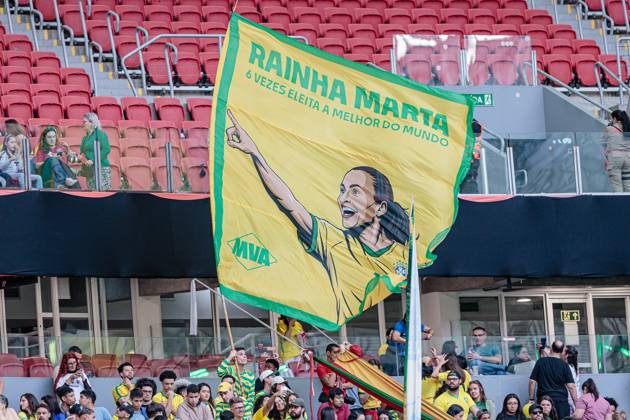 RECORD DATE NOT STATED match between Brazil and Argentina friendly 2026 Porto Alegre (RS), 10 10 2026 - Friendly match Women s national team, Nationalteam Brazil vs Argentina - Flag of Queen Marta at the match between Brazil and Argentina, valid for the 2026 friendly match held at the Beira Rio stadium, in the city of Porto Alegre, on the afternoon of this Saturday, October 10, 2026. Credit: Wellington Rosa PHD Press TheNews2.(Foto: Phd Press Thenews2 imago images) SPO  Copyright: xPHDxPRESSx
