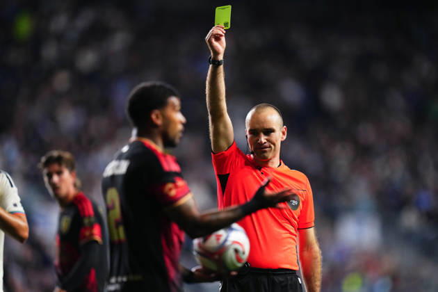 October 10, 2026: Real Salt Lake Defender DeAndre Yedlin (2) is shown a yellow card during the first half of an MLS, Fussball Herren, USA match against the Philadelphia Union at Subaru Park in Chester, Pennsylvania. CSM Chester United States of America - ZUMAc04_ 20261010_zma_c04_267 Copyright: xKylexRoddenx