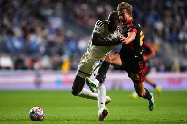 October 10, 2026: Philadelphia Union Defender Neil Pierre (44) and Real Salt Lake Forward Sergi Solans (22) battle for the ball during the second half of an MLS, Fussball Herren, USA match at Subaru Park in Chester, Pennsylvania. CSM Chester United States of America - ZUMAc04_ 20261010_zma_c04_286 Copyright: xKylexRoddenx