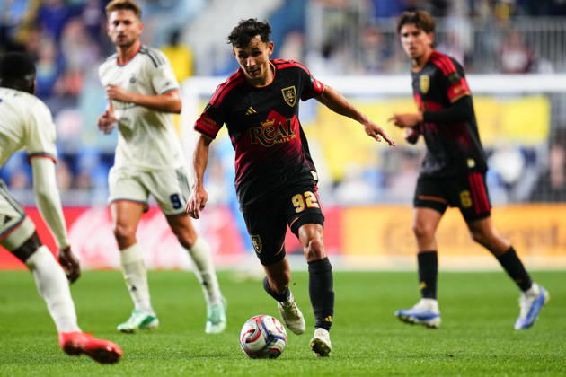 October 10, 2026: Real Salt Lake Midfielder Noel Caliskan (92) controls the ball during the second half of an MLS, Fussball Herren, USA match against the Philadelphia Union at Subaru Park in Chester, Pennsylvania. CSM Chester United States of America - ZUMAc04_ 20261010_zma_c04_310 Copyright: xKylexRoddenx