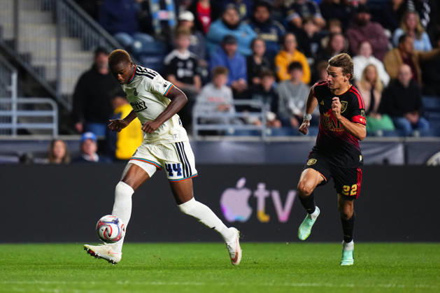 October 10, 2026: Philadelphia Union Defender Neil Pierre (44) passes the ball during the second half of an MLS, Fussball Herren, USA match against Real Salt Lake at Subaru Park in Chester, Pennsylvania. CSM Chester United States of America - ZUMAc04_ 20261010_zma_c04_321 Copyright: xKylexRoddenx