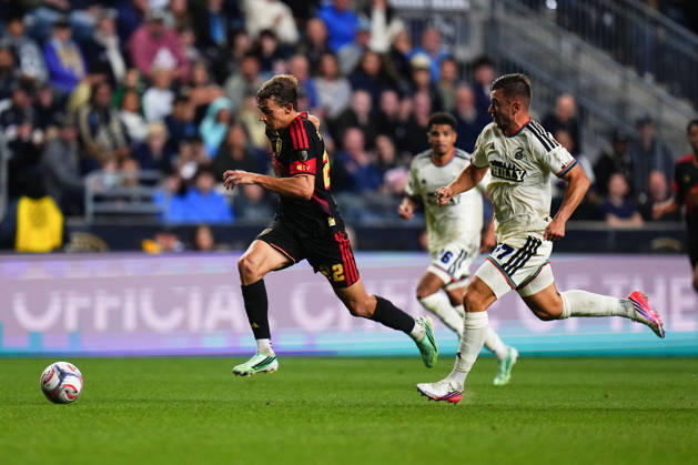 October 10, 2026: Real Salt Lake Midfielder Stijn Spierings (6) and Philadelphia Union Midfielder Quinn Sullivan (33) battle for the ball during the second half of an MLS, Fussball Herren, USA match at Subaru Park in Chester, Pennsylvania. CSM Chester United States of America - ZUMAc04_ 20261010_zma_c04_333 Copyright: xKylexRoddenx