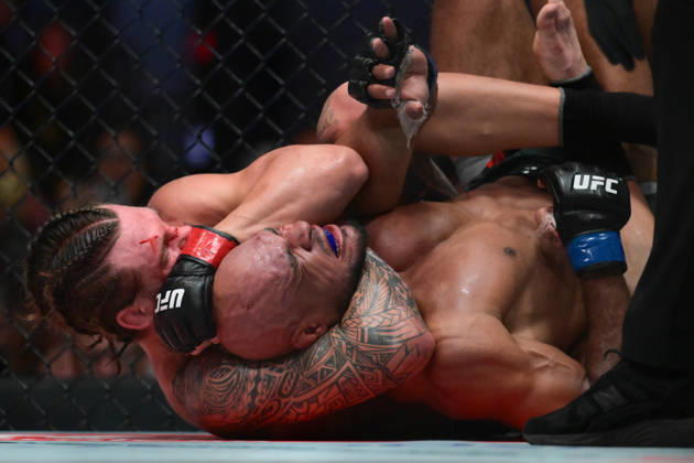October 10, 2026, Las Vegas, Nevada, USA: BRENDAN ALLEN defeats CHRISTIAN LEROY DUNCAN by submission (rear-naked choke) at 2:46 of Round 5 during UFC Fight Night night the Meta APEX in Las Vegas. Las Vegas USA - ZUMAo117 20261010_zsp_o117_047 Copyright: xMikaelxOnax
