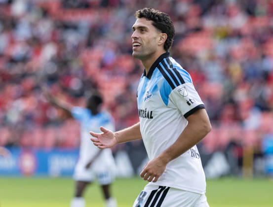 (261011) -- TORONTO, Oct. 11, 2026 -- Daniel Rios of CF Montreal celebrates scoring during the 2026 Major League Soccer MLS, Fussball Herren, USA regular season match between Toronto FC and CF Montreal at BMO Field in Toronto, Canada, on Oct. 10, 2026. (Photo by Xinhua) (SP)CANADA-TORONTO-SOCCER-MLS-TORONTO FC VS CF MONTREAL ZouxZheng 