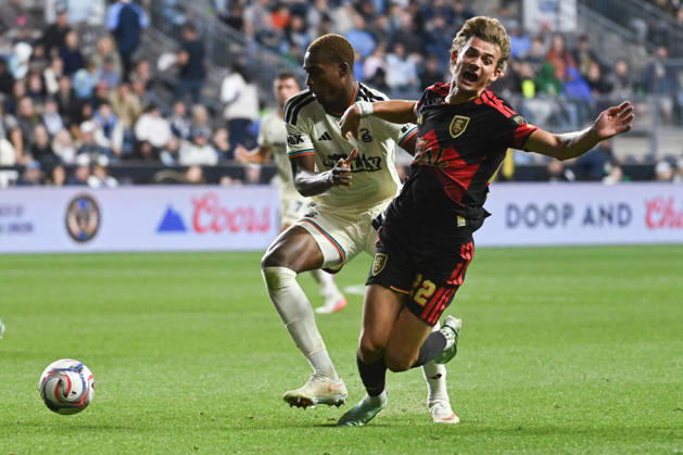 Philadelphia Union Vs Real Salt Lake - October 10, 2026 Neil Pierre 44 of the Philadelphia Union challenges Sergi Solans 22 of Real Salt Lake during the Major League Soccer 2026 match between Philadelphia Union and Real Salt Lake at Subaru Park in Chester, Pennsylvania, on October 10, 2026. Philadelphia United States  Copyright: xJackxMegawx originalFilename:megaw-philadel261010_npXn5.jpg