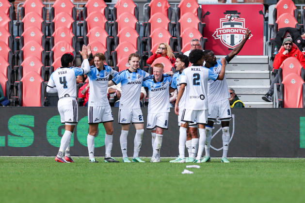 Toronto FC v CF Montreal Daniel Rios 14 of CF Montreal celebrates a goal with teammates during a Major League Soccer game between Toronto FC and CF Montreal at BMO Field in Toronto, Ontario, Canada, on October 10, 2026. Toronto Ontario Canada  Copyright: xIndrawanxKumalax originalFilename:kumala-majorlea261010_npt7l.jpg
