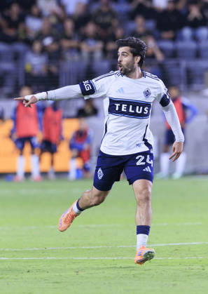 October 10, 2026, Los Angeles, California, USA: Brian White 24 of the Vancouver Whitecaps during their regular season MLS, Fussball Herren, USA game against the Los Angeles Football Club on Saturday October 10, 2026 at the BMO Stadium in Los Angeles, California. LAFC tie with Whitecaps, 1-1. ARIANA RUIZ PI Los Angeles USA - ZUMAp124 20261010_zaa_p124_020 Copyright: xArianaxRuizx