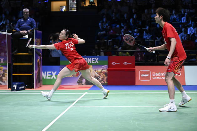 Wei Ya Xin (L) and Jiang Zhen Bang of China during mixed doubles final at the badminton Clash of Clans Arctic Open 2026 tournament in Vantaa, Finland, on October 11, 2026. - ANTTI AIMO-KOIVISTO Finland YWKT7MbI95s  Copyright: xAnttixAimo-Koivistox YWKT7MbI95s