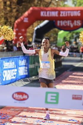 RUNNING - Graz Marathon 2026 GRAZ,AUSTRIA,11.OCT.26 - RUNNING - Graz Marathon. Image shows the rejoicing of John Maina.  GEPAxpictures xWolfgangxGrebien