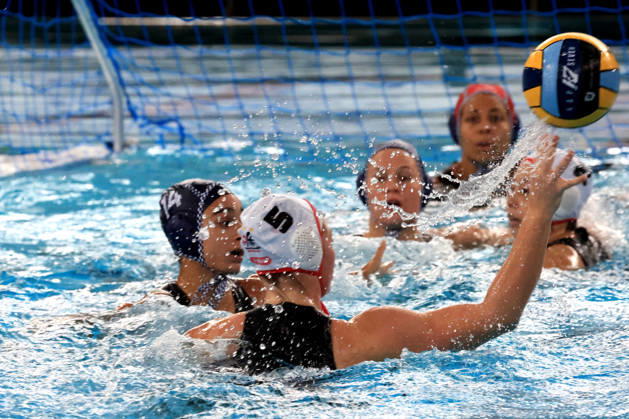 11.10.2026, GER, DEU, Deutschland Wasserball Frauen ,Wasserball Champion League Qualifikation, Saison 2026, Berlin, Spandau 04 vs. Pallanuoto Trieste Emma Seehafer ( Spandau04 5 ), Paola Di Maria ( Pallanuoto Triest 14 ) nordphoto GmbH Engler Berlin Schwimmhalle-Schoeneberg Berlin Deutschland Copyright: xNordphotox xEnglerx