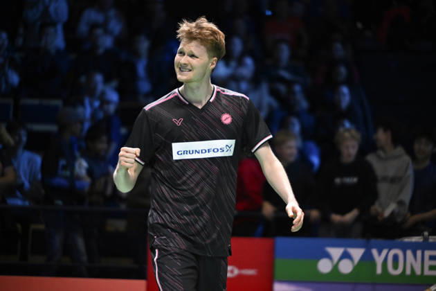 Anders Antonsen of Denmark reacts after winnig the men s singles match against Yushi Tanaka of Japan (not pictured) during the finals at the badminton Clash of Clans Arctic Open 2026 tournament in Vantaa, Finland, on October 11, 2026. - ANTTI AIMO-KOIVISTO Vantaa Finland W8ga4z6OmAA  Copyright: xAnttixAimo-Koivistox W8ga4z6OmAA