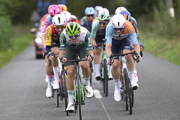 Paris Tours 2026 Cycling Race TOURS, FRANCE - OCTOBER 11 : Calabuig Estanislao (ESP) of Caja Rural - Seguros RGA , Louvel Matis (FRA) of NSN Cycling Team during the 120th edition of Paris Tours an UCI ProSeries 1.Pro one day cycling road race for Men Elite of 216.2 km with start in Chartres and finish in Tours on October 11, 2026 in Tours, France, 11 10 2026 ( Motordriver Guy De Vuyst - Tours France  Copyright: xNicoxVereeckenx