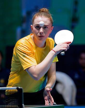 Anastasiya Dymytrenko Ukraine (foto-ms1110b) at the 2026 European Table tennis, Tischtennis Championships in Ljubljana LJUBLJANA, SLOVENIA - 11 OCTOBER 2026: Anastasiya Dymytrenko Ukraine (foto-ms1110b) in action at the European Table Tennis Championships in Stozice Arena, Ljubljana, Slovenia (Photo by Manfred Schillings) Ljubljana Stozice Arena Slovenia