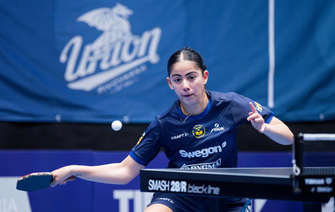 Angelina Bebawy Sweden (foto-ms1006b) at the 2026 European Table tennis, Tischtennis Championships in Ljubljana LJUBLJANA, SLOVENIA - 11 OCTOBER 2026: Angelina Bebawy Sweden (foto-ms1006b) in action at the European Table Tennis Championships in Stozice Arena, Ljubljana, Slovenia (Photo by Manfred Schillings) Ljubljana Stozice Arena Slovenia