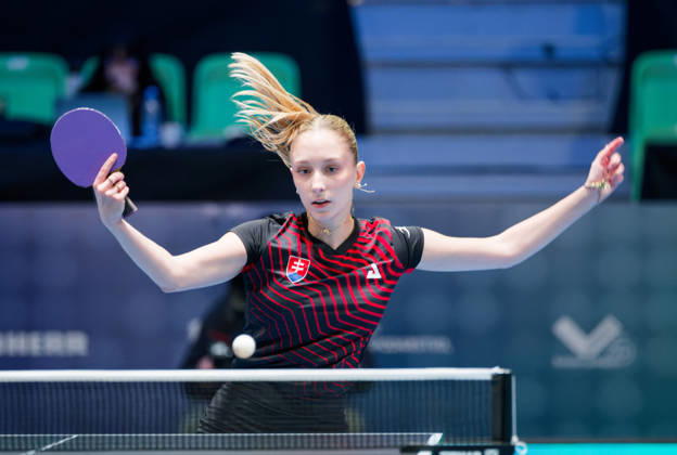 Dominika Wiltschkova Slovakia (foto-ms1030b) at the 2026 European Table tennis, Tischtennis Championships in Ljubljana LJUBLJANA, SLOVENIA - 11 OCTOBER 2026: Dominika Wiltschkova Slovakia (foto-ms1030b) in action at the European Table Tennis Championships in Stozice Arena, Ljubljana, Slovenia (Photo by Manfred Schillings) Ljubljana Stozice Arena Slovenia