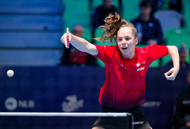 Fanny Doutaz Switzerland (foto-ms1123b) at the 2026 European Table tennis, Tischtennis Championships in Ljubljana LJUBLJANA, SLOVENIA - 11 OCTOBER 2026: Fanny Doutaz Switzerland (foto-ms1123b) in action at the European Table Tennis Championships in Stozice Arena, Ljubljana, Slovenia (Photo by Manfred Schillings) Ljubljana Stozice Arena Slovenia