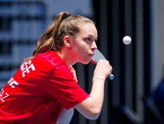 Fanny Doutaz Switzerland (foto-ms1125b) at the 2026 European Table tennis, Tischtennis Championships in Ljubljana LJUBLJANA, SLOVENIA - 11 OCTOBER 2026: Fanny Doutaz Switzerland (foto-ms1125b) in action at the European Table Tennis Championships in Stozice Arena, Ljubljana, Slovenia (Photo by Manfred Schillings) Ljubljana Stozice Arena Slovenia
