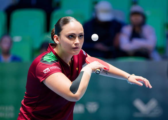 Julia Leal Portugal (foto-ms1114b) at the 2026 European Table tennis, Tischtennis Championships in Ljubljana LJUBLJANA, SLOVENIA - 11 OCTOBER 2026: Julia Leal Portugal (foto-ms1114b) in action at the European Table Tennis Championships in Stozice Arena, Ljubljana, Slovenia (Photo by Manfred Schillings) Ljubljana Stozice Arena Slovenia