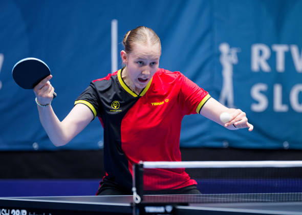 Lessia Lewyckyj Belgium (foto-ms1032b) at the 2026 European Table tennis, Tischtennis Championships in Ljubljana LJUBLJANA, SLOVENIA - 11 OCTOBER 2026: Lessia Lewyckyj Belgium (foto-ms1032b) in action at the European Table Tennis Championships in Stozice Arena, Ljubljana, Slovenia (Photo by Manfred Schillings) Ljubljana Stozice Arena Slovenia