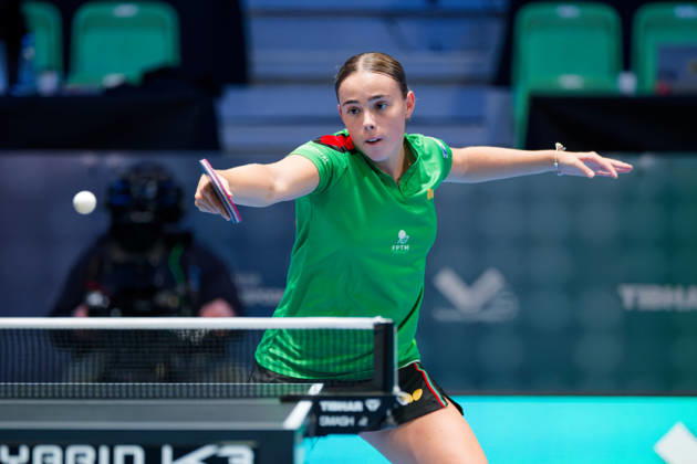 Mariana Santa Comba Portugal (foto-ms1025b) at the 2026 European Table tennis, Tischtennis Championships in Ljubljana LJUBLJANA, SLOVENIA - 11 OCTOBER 2026: Mariana Santa Comba Portugal (foto-ms1025b) in action at the European Table Tennis Championships in Stozice Arena, Ljubljana, Slovenia (Photo by Manfred Schillings) Ljubljana Stozice Arena Slovenia