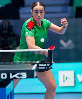 Mariana Santa Comba Portugal (foto-ms1026b) at the 2026 European Table tennis, Tischtennis Championships in Ljubljana LJUBLJANA, SLOVENIA - 11 OCTOBER 2026: Mariana Santa Comba Portugal (foto-ms1026b) in action at the European Table Tennis Championships in Stozice Arena, Ljubljana, Slovenia (Photo by Manfred Schillings) Ljubljana Stozice Arena Slovenia