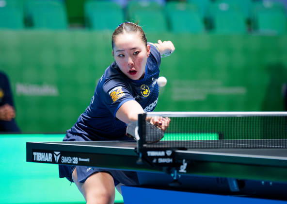 Nomin Baasan Sweden (foto-ms1036b) at the 2026 European Table tennis, Tischtennis Championships in Ljubljana LJUBLJANA, SLOVENIA - 11 OCTOBER 2026: Nomin Baasan Sweden (foto-ms1036b) in action at the European Table Tennis Championships in Stozice Arena, Ljubljana, Slovenia (Photo by Manfred Schillings) Ljubljana Stozice Arena Slovenia