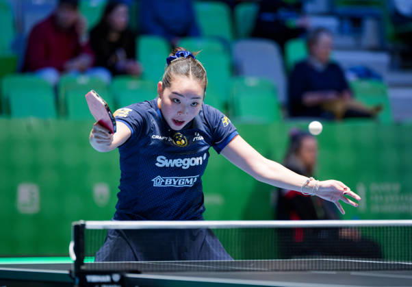 Nomin Baasan Sweden (foto-ms1040b) at the 2026 European Table tennis, Tischtennis Championships in Ljubljana LJUBLJANA, SLOVENIA - 11 OCTOBER 2026: Nomin Baasan Sweden (foto-ms1040b) in action at the European Table Tennis Championships in Stozice Arena, Ljubljana, Slovenia (Photo by Manfred Schillings) Ljubljana Stozice Arena Slovenia