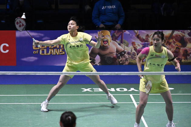 Lin Jhih Yun (L) and Hsu Yin-Hui (R) of Taiwan during their women s doubles match against Chen Fan Shu Tian and Luo Xu Min of China (not pictured) during the finals at the badminton Clash of Clans Arctic Open 2026 tournament in Vantaa, Finland, on October 11, 2026. - ANTTI AIMO-KOIVISTO Finland IOIlkju8EMk  Copyright: xAnttixAimo-Koivistox IOIlkju8EMk