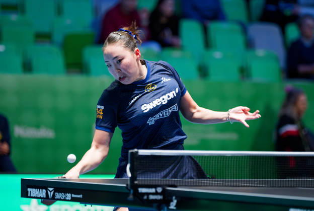 Nomin Baasan Sweden (foto-ms1041b) at the 2026 European Table tennis, Tischtennis Championships in Ljubljana LJUBLJANA, SLOVENIA - 11 OCTOBER 2026: Nomin Baasan Sweden (foto-ms1041b) in action at the European Table Tennis Championships in Stozice Arena, Ljubljana, Slovenia (Photo by Manfred Schillings) Ljubljana Stozice Arena Slovenia