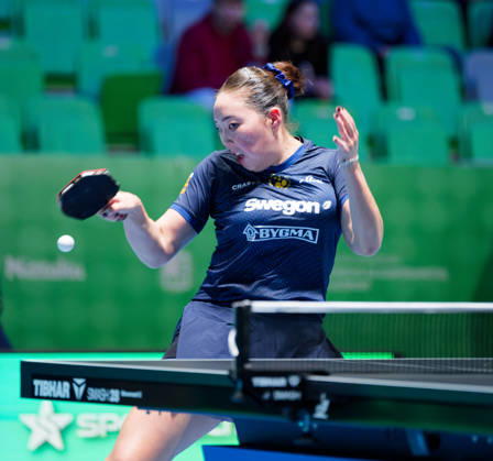 Nomin Baasan Sweden (foto-ms1042b) at the 2026 European Table tennis, Tischtennis Championships in Ljubljana LJUBLJANA, SLOVENIA - 11 OCTOBER 2026: Nomin Baasan Sweden (foto-ms1042b) in action at the European Table Tennis Championships in Stozice Arena, Ljubljana, Slovenia (Photo by Manfred Schillings) Ljubljana Stozice Arena Slovenia