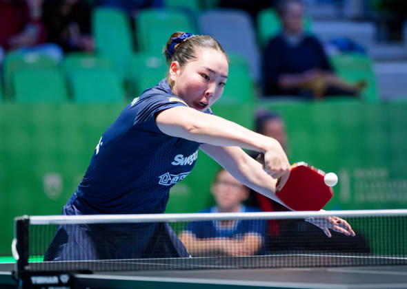 Nomin Baasan Sweden (foto-ms1043b) at the 2026 European Table tennis, Tischtennis Championships in Ljubljana LJUBLJANA, SLOVENIA - 11 OCTOBER 2026: Nomin Baasan Sweden (foto-ms1043b) in action at the European Table Tennis Championships in Stozice Arena, Ljubljana, Slovenia (Photo by Manfred Schillings) Ljubljana Stozice Arena Slovenia