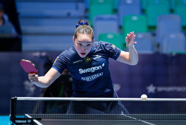 Nomin Baasan Sweden (foto-ms1047b) at the 2026 European Table tennis, Tischtennis Championships in Ljubljana LJUBLJANA, SLOVENIA - 11 OCTOBER 2026: Nomin Baasan Sweden (foto-ms1047b) in action at the European Table Tennis Championships in Stozice Arena, Ljubljana, Slovenia (Photo by Manfred Schillings) Ljubljana Stozice Arena Slovenia