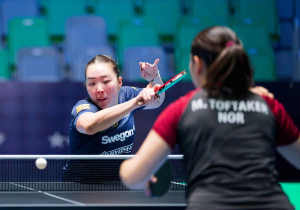 Nomin Baasan Sweden (foto-ms1048b) at the 2026 European Table tennis, Tischtennis Championships in Ljubljana LJUBLJANA, SLOVENIA - 11 OCTOBER 2026: Nomin Baasan Sweden (foto-ms1048b) in action at the European Table Tennis Championships in Stozice Arena, Ljubljana, Slovenia (Photo by Manfred Schillings) Ljubljana Stozice Arena Slovenia