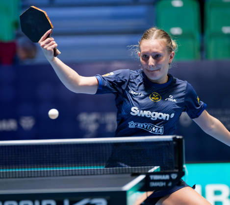 Siri Benjegard Sweden (foto-ms1056b) at the 2026 European Table tennis, Tischtennis Championships in Ljubljana LJUBLJANA, SLOVENIA - 11 OCTOBER 2026: Siri Benjegard Sweden (foto-ms1056b) in action at the European Table Tennis Championships in Stozice Arena, Ljubljana, Slovenia (Photo by Manfred Schillings) Ljubljana Stozice Arena Slovenia