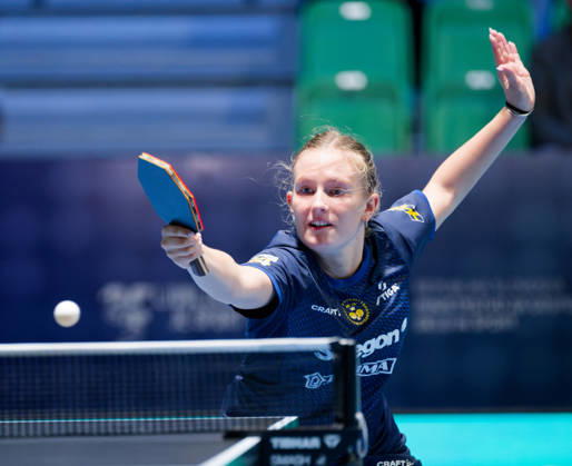 Siri Benjegard Sweden (foto-ms1058b) at the 2026 European Table tennis, Tischtennis Championships in Ljubljana LJUBLJANA, SLOVENIA - 11 OCTOBER 2026: Siri Benjegard Sweden (foto-ms1058b) in action at the European Table Tennis Championships in Stozice Arena, Ljubljana, Slovenia (Photo by Manfred Schillings) Ljubljana Stozice Arena Slovenia