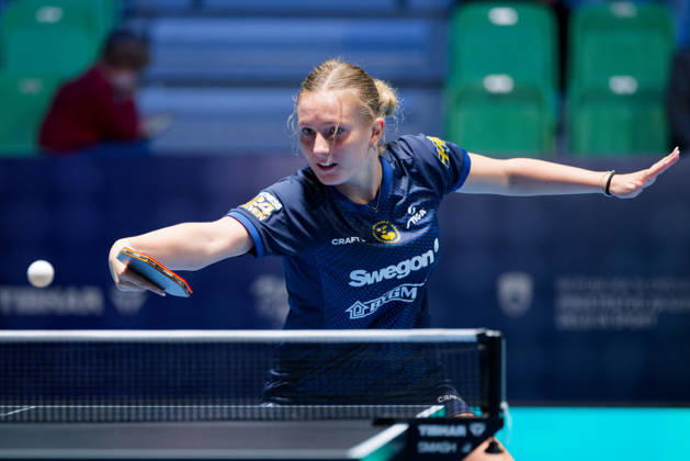 Siri Benjegard Sweden (foto-ms1059b) at the 2026 European Table tennis, Tischtennis Championships in Ljubljana LJUBLJANA, SLOVENIA - 11 OCTOBER 2026: Siri Benjegard Sweden (foto-ms1059b) in action at the European Table Tennis Championships in Stozice Arena, Ljubljana, Slovenia (Photo by Manfred Schillings) Ljubljana Stozice Arena Slovenia