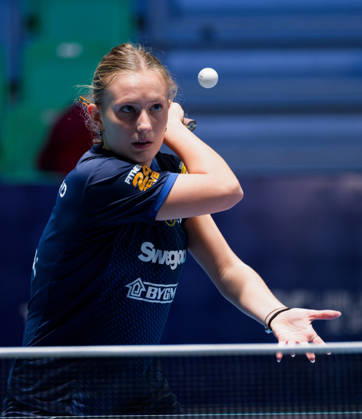 Siri Benjegard Sweden (foto-ms1061b) at the 2026 European Table tennis, Tischtennis Championships in Ljubljana LJUBLJANA, SLOVENIA - 11 OCTOBER 2026: Siri Benjegard Sweden (foto-ms1061b) in action at the European Table Tennis Championships in Stozice Arena, Ljubljana, Slovenia (Photo by Manfred Schillings) Ljubljana Stozice Arena Slovenia
