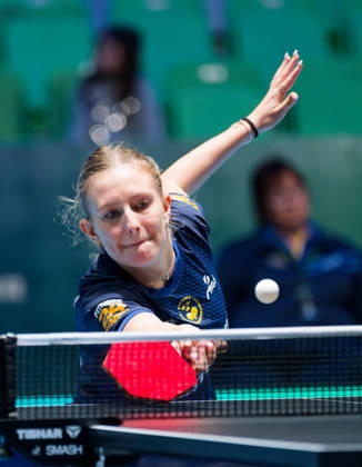 Siri Benjegard Sweden (foto-ms1062b) at the 2026 European Table tennis, Tischtennis Championships in Ljubljana LJUBLJANA, SLOVENIA - 11 OCTOBER 2026: Siri Benjegard Sweden (foto-ms1062b) in action at the European Table Tennis Championships in Stozice Arena, Ljubljana, Slovenia (Photo by Manfred Schillings) Ljubljana Stozice Arena Slovenia
