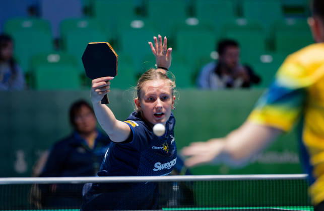 Siri Benjegard Sweden (foto-ms1065b) at the 2026 European Table tennis, Tischtennis Championships in Ljubljana LJUBLJANA, SLOVENIA - 11 OCTOBER 2026: Siri Benjegard Sweden (foto-ms1065b) in action at the European Table Tennis Championships in Stozice Arena, Ljubljana, Slovenia (Photo by Manfred Schillings) Ljubljana Stozice Arena Slovenia