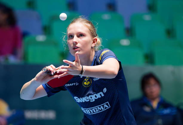 Siri Benjegard Sweden (foto-ms1066b) at the 2026 European Table tennis, Tischtennis Championships in Ljubljana LJUBLJANA, SLOVENIA - 11 OCTOBER 2026: Siri Benjegard Sweden (foto-ms1066b) in action at the European Table Tennis Championships in Stozice Arena, Ljubljana, Slovenia (Photo by Manfred Schillings) Ljubljana Stozice Arena Slovenia