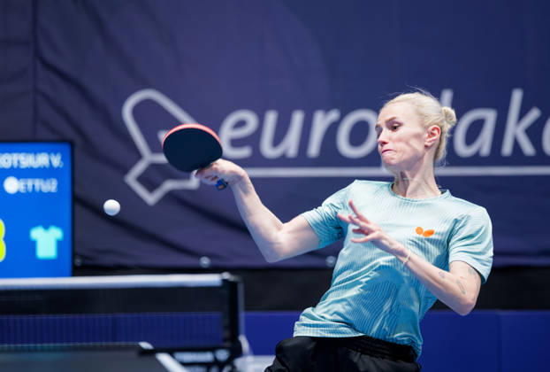 Valeria Kotsiur Russia (foto-ms1054b) at the 2026 European Table tennis, Tischtennis Championships in Ljubljana LJUBLJANA, SLOVENIA - 11 OCTOBER 2026: Valeria Kotsiur Russia (foto-ms1054b) in action at the European Table Tennis Championships in Stozice Arena, Ljubljana, Slovenia (Photo by Manfred Schillings) Ljubljana Stozice Arena Slovenia
