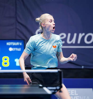 Valeria Kotsiur Russia (foto-ms1055b) at the 2026 European Table tennis, Tischtennis Championships in Ljubljana LJUBLJANA, SLOVENIA - 11 OCTOBER 2026: Valeria Kotsiur Russia (foto-ms1055b) in action at the European Table Tennis Championships in Stozice Arena, Ljubljana, Slovenia (Photo by Manfred Schillings) Ljubljana Stozice Arena Slovenia